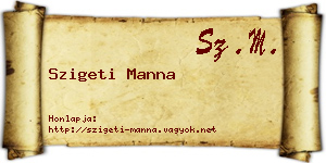 Szigeti Manna névjegykártya